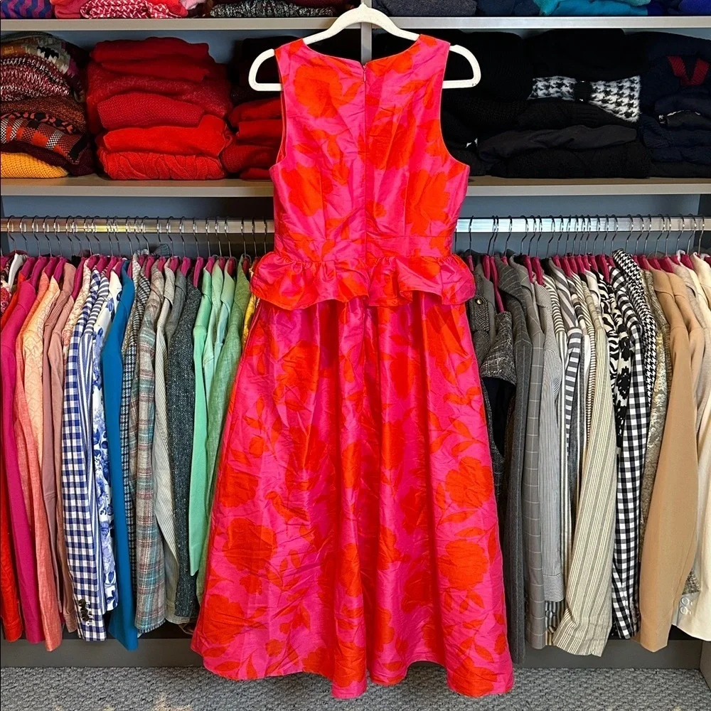 Kate Spade pink/orange floral sleeveless back zipper lined midi dress size 4 NWT